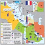 Carte. Les intérêts stratégiques de la France en Afrique du Nord et au Moyen-Orient